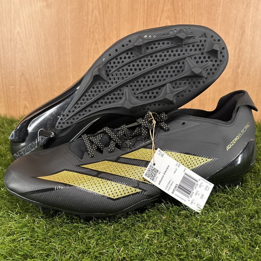 adidas Adizero Electric Black Gold Medium Football Cleats IH5985 Men's Size 15